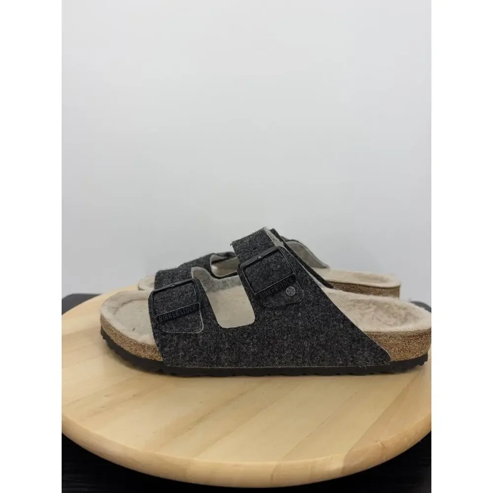 Birkenstock Arizona Rivet Wool Felt Doubleface Gray Sandals Mens 9 Ladies 11